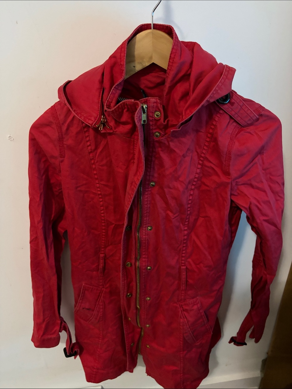 Red Hooded Women's Utility Jacket